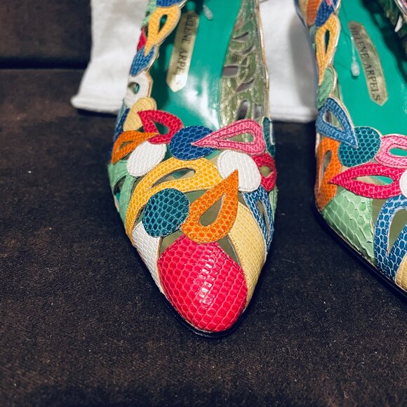 HELENE ARPELS COUTURE 9B Kaleidescope Colorful! SNAKESKIN & Leather 39 EUR - Picture 6 of 11